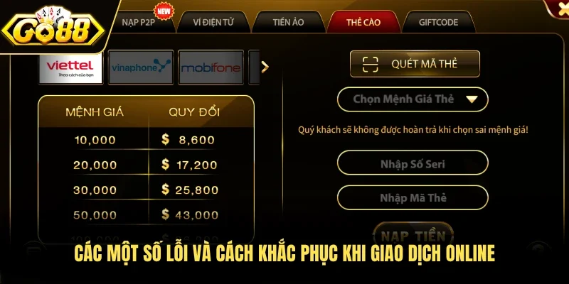 Các một số lỗi và cách khắc phục khi giao dịch online
