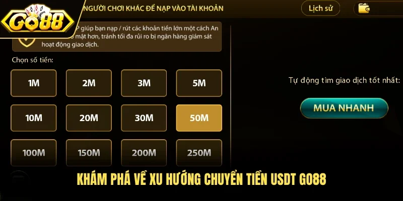 Khám phá về xu hướng chuyển tiền USDT Go88